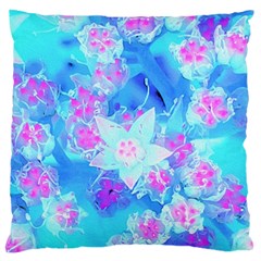 Blue And Hot Pink Succulent Underwater Sedum Large Flano Cushion Case (two Sides)