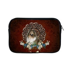 Cute Collie With Flowers On Vintage Background Apple Ipad Mini Zipper Cases by FantasyWorld7