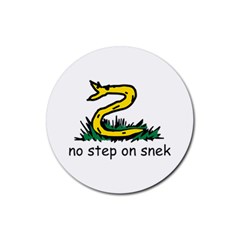 No Step On Snek Gadsden Flag Meme Parody On White Background Rubber Coaster (round)  by snek