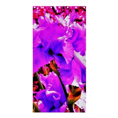 Abstract Ultra Violet Purple Iris On Red And Pink Shower Curtain 36  X 72  (stall)  by myrubiogarden