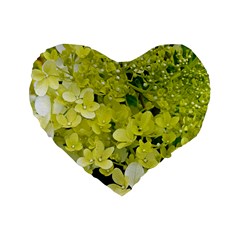 Elegant Chartreuse Green Limelight Hydrangea Macro Standard 16  Premium Flano Heart Shape Cushions by myrubiogarden