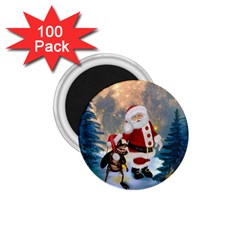 Merry Christmas, Santa Claus With Funny Cockroach In The Night 1 75  Magnets (100 Pack)  by FantasyWorld7