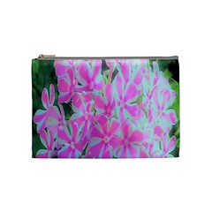 Hot Pink And White Peppermint Twist Garden Phlox Cosmetic Bag (medium) by myrubiogarden