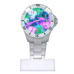 Pink, Green, Blue And White Garden Phlox Flowers Plastic Nurses Watch by myrubiogarden