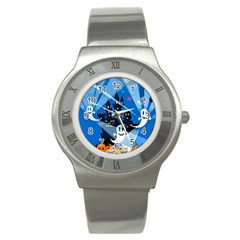 Halloween Ghosts Haunted House Stainless Steel Watch by Wegoenart