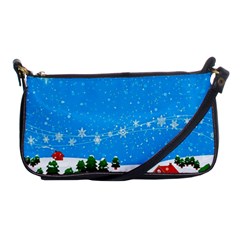 Elf On A Shelf In Sled Snowflakes Shoulder Clutch Bag by Wegoenart