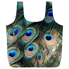 Peacock Feathers Bird Colorful Full Print Recycle Bag (xl) by Wegoenart