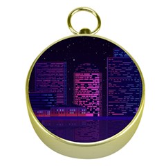 Christmas Skyline Skyscraper Gold Compasses by Wegoenart