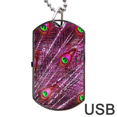 Peacock Feathers Color Plumage Dog Tag Usb Flash (one Side) by Wegoenart