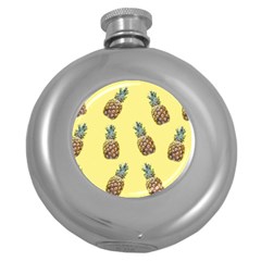 Pineapples Fruit Pattern Texture Round Hip Flask (5 Oz)