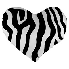 Zebra Horse Pattern Black And White Large 19  Premium Heart Shape Cushions by picsaspassion