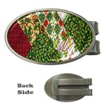 Christmas Quilt Background Money Clips (Oval)  Front