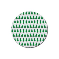 Christmas Background Christmas Tree Rubber Coaster (round)  by Wegoenart