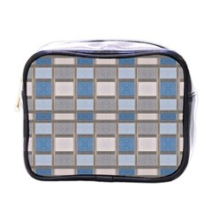 Abstract Seamless Fabric Blue Mini Toiletries Bag (one Side)