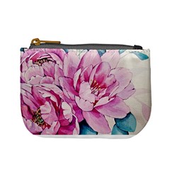 Art Painting Flowers Peonies Pink Mini Coin Purse by Wegoenart