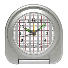 Fabric Plaid Grey Gray Burgundy Travel Alarm Clock by Wegoenart