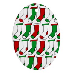 Stocking Background Oval Ornament (two Sides) by Wegoenart