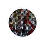 Christmas Cross Stitch Background Rubber Coaster (Round)  Front