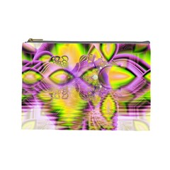 Golden Violet Crystal Heart Of Fire, Abstract Cosmetic Bag (large) by DianeClancy