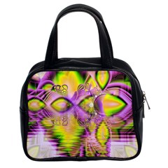 Golden Violet Crystal Heart Of Fire, Abstract Classic Handbag (two Sides) by DianeClancy