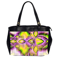 Golden Violet Crystal Heart Of Fire, Abstract Oversize Office Handbag (2 Sides) by DianeClancy