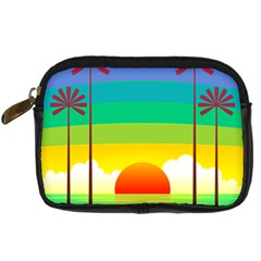 Seaside Sunrise Colorful Ocean Sea Digital Camera Leather Case by Wegoenart