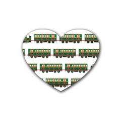 Trains Pattern Transportation Rubber Coaster (heart)  by Wegoenart