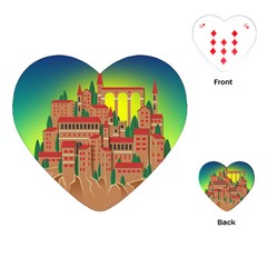 Mountain Village Village Medieval Playing Cards (heart) by Wegoenart