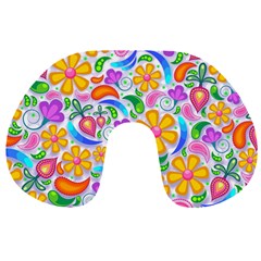 Floral Paisley Background Flower Travel Neck Pillows by Wegoenart