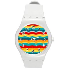 Retro Colors 60 Background Round Plastic Sport Watch (m) by Wegoenart