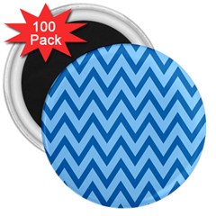 Blue Chevron Background Abstract Pattern 3  Magnets (100 Pack)