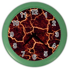 Lava Cracked Background Fire Color Wall Clock by Wegoenart