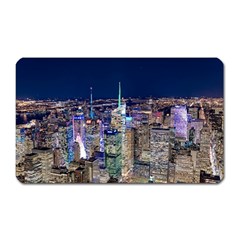 New York Manhattan Night Building Magnet (rectangular) by Wegoenart