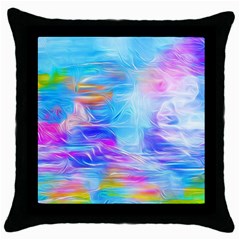 Background Drips Fluid Colorful Throw Pillow Case (black) by Wegoenart