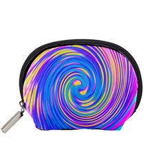 Cool Abstract Pink Blue And Yellow Twirl Liquid Art Accessory Pouch (small) by myrubiogarden