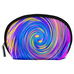 Cool Abstract Pink Blue And Yellow Twirl Liquid Art Accessory Pouch (large) by myrubiogarden