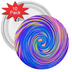 Cool Abstract Pink Blue And Yellow Twirl Liquid Art 3  Buttons (10 Pack)  by myrubiogarden