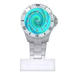 Groovy Cool Abstract Aqua Liquid Art Swirl Painting Plastic Nurses Watch by myrubiogarden