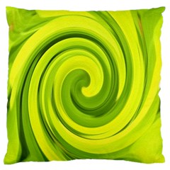 Groovy Abstract Green Liquid Art Swirl Painting Large Flano Cushion Case (two Sides) by myrubiogarden