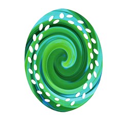 Groovy Abstract Turquoise Liquid Swirl Painting Ornament (oval Filigree) by myrubiogarden