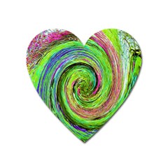 Groovy Abstract Green And Crimson Liquid Swirl Heart Magnet by myrubiogarden