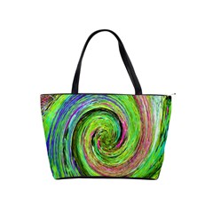 Groovy Abstract Green And Crimson Liquid Swirl Classic Shoulder Handbag by myrubiogarden