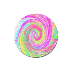 Groovy Abstract Pink And Blue Liquid Swirl Painting Magnet 3  (round) by myrubiogarden