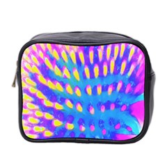 Pink, Blue And Yellow Abstract Coneflower Mini Toiletries Bag (two Sides) by myrubiogarden