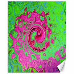 Groovy Abstract Green And Red Lava Liquid Swirl Canvas 11  X 14 