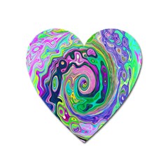 Groovy Abstract Aqua And Navy Lava Liquid Swirl Heart Magnet by myrubiogarden