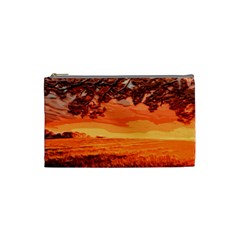 Field Sunset Orange Sky Land Cosmetic Bag (small) by Pakrebo