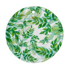 Leaves Green Pattern Nature Plant Ornament (round)