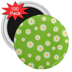 Daisy Flowers Floral Wallpaper 3  Magnets (100 Pack) by Pakrebo