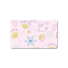 Floral Background Bird Drawing Magnet (name Card) by Pakrebo